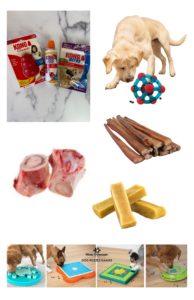 Long lasting edible chews for puppies.

Use stuffed and frozen KONGs, marrow bones, bully sticks, Himalayan Yak Chews and other long lasting chew to help your puppy stay calm and happy after surgery.

Puppies need rest after spay and neuter surgery.

long lasting edible chews and non edible chews are just two ways to exercise your puppy after surgery